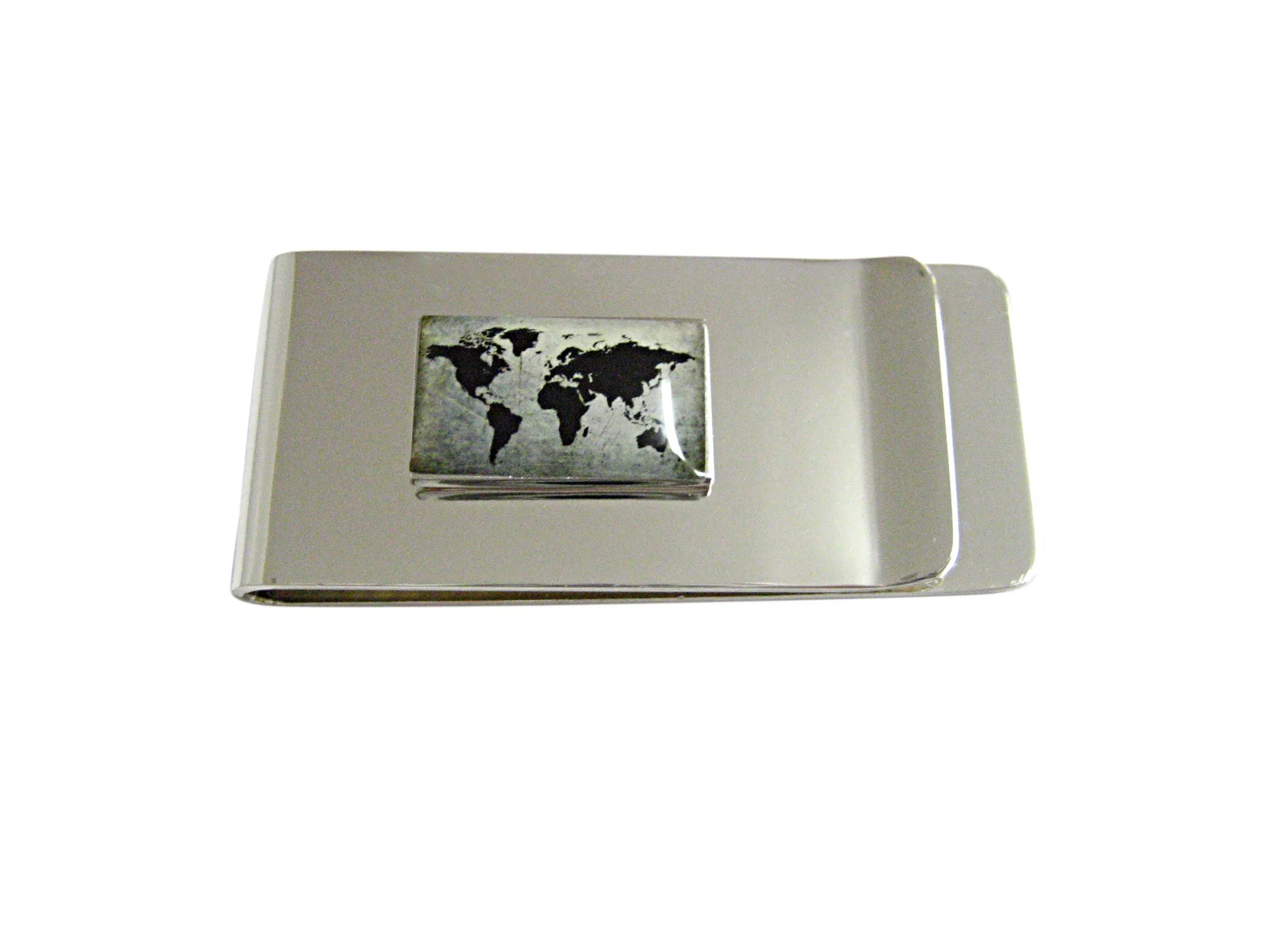 Rectangular World Map Money Clip