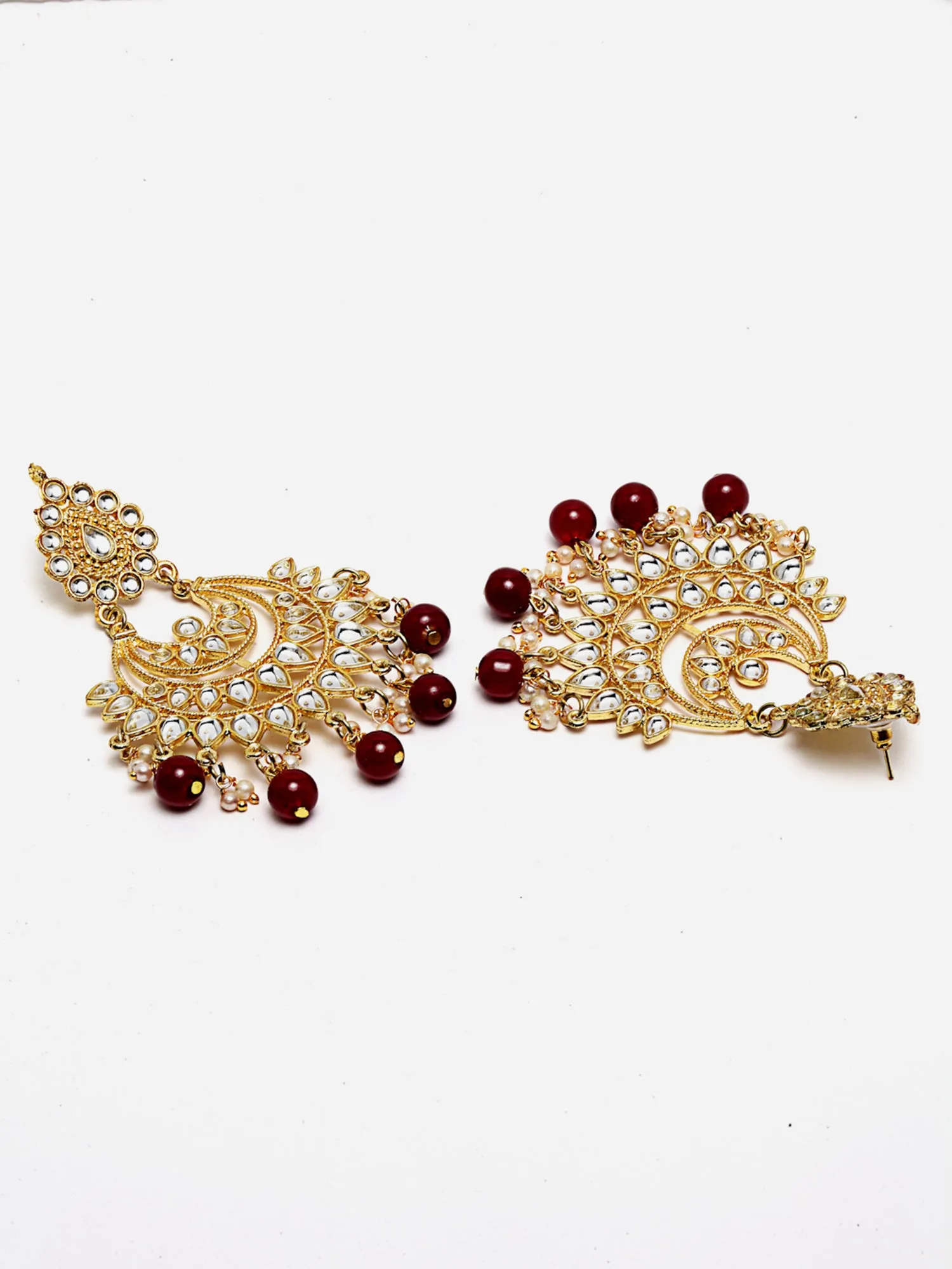 Red Beads Gold-Toned Kundan Studded Bridal Choker Necklace Set