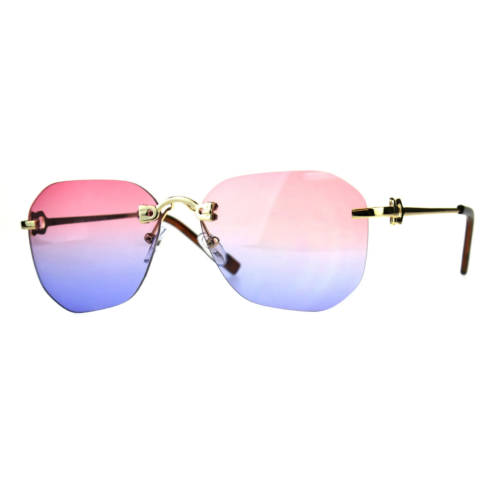 Rimless Designer Style Sunglasses (2-tone Color Lens)