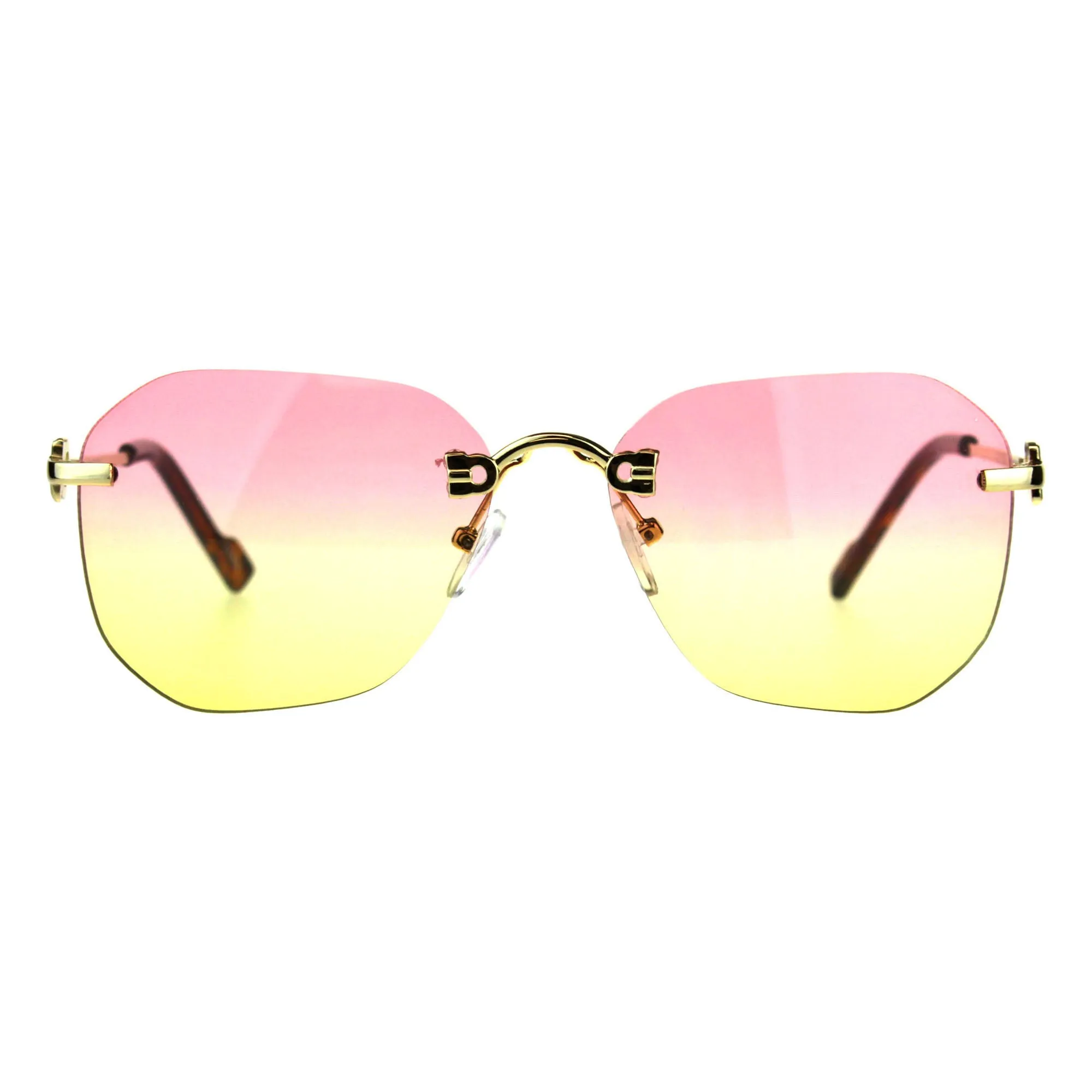 Rimless Designer Style Sunglasses (2-tone Color Lens)
