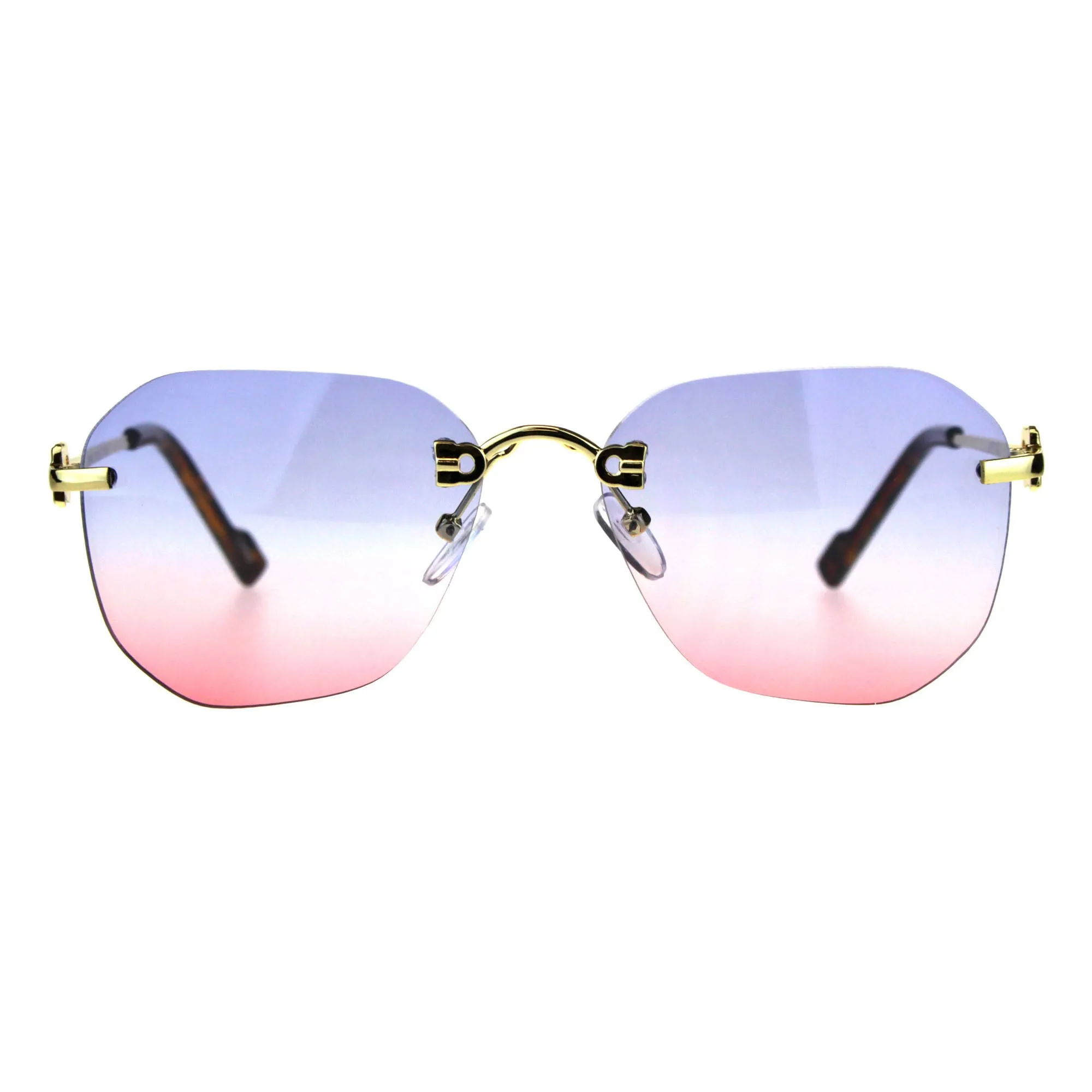 Rimless Designer Style Sunglasses (2-tone Color Lens)