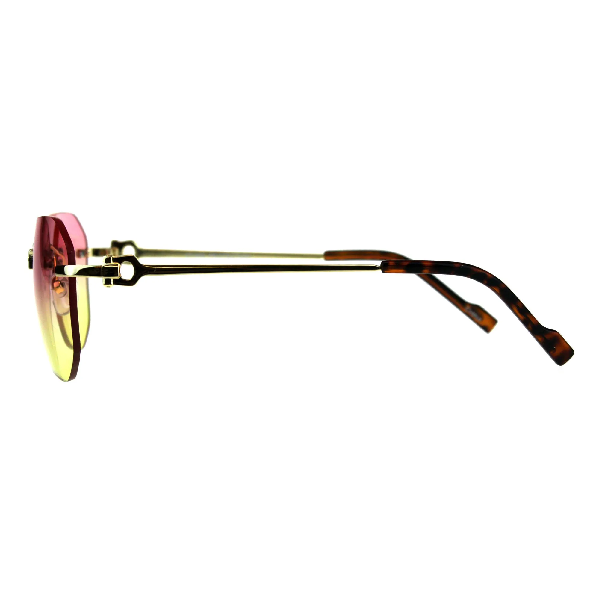 Rimless Designer Style Sunglasses (2-tone Color Lens)