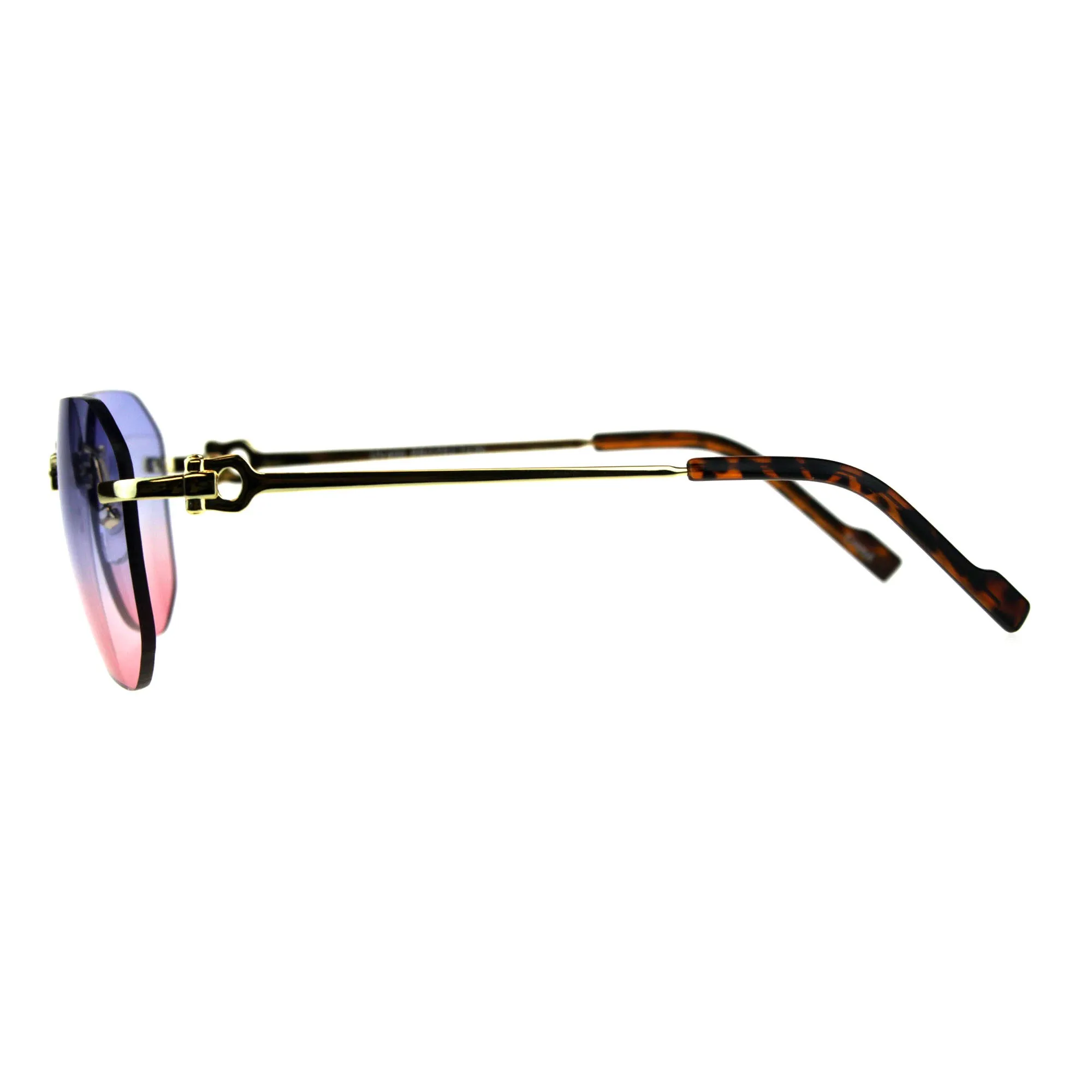 Rimless Designer Style Sunglasses (2-tone Color Lens)