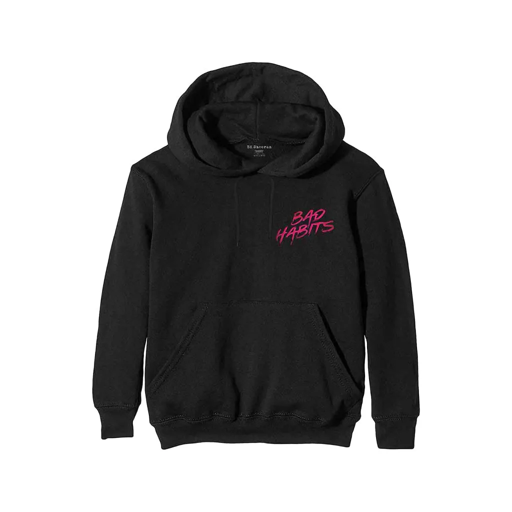 Rockoff Ed Sheeran Unisex Pullover Hoodie: Bad Habits, Back Print, Black