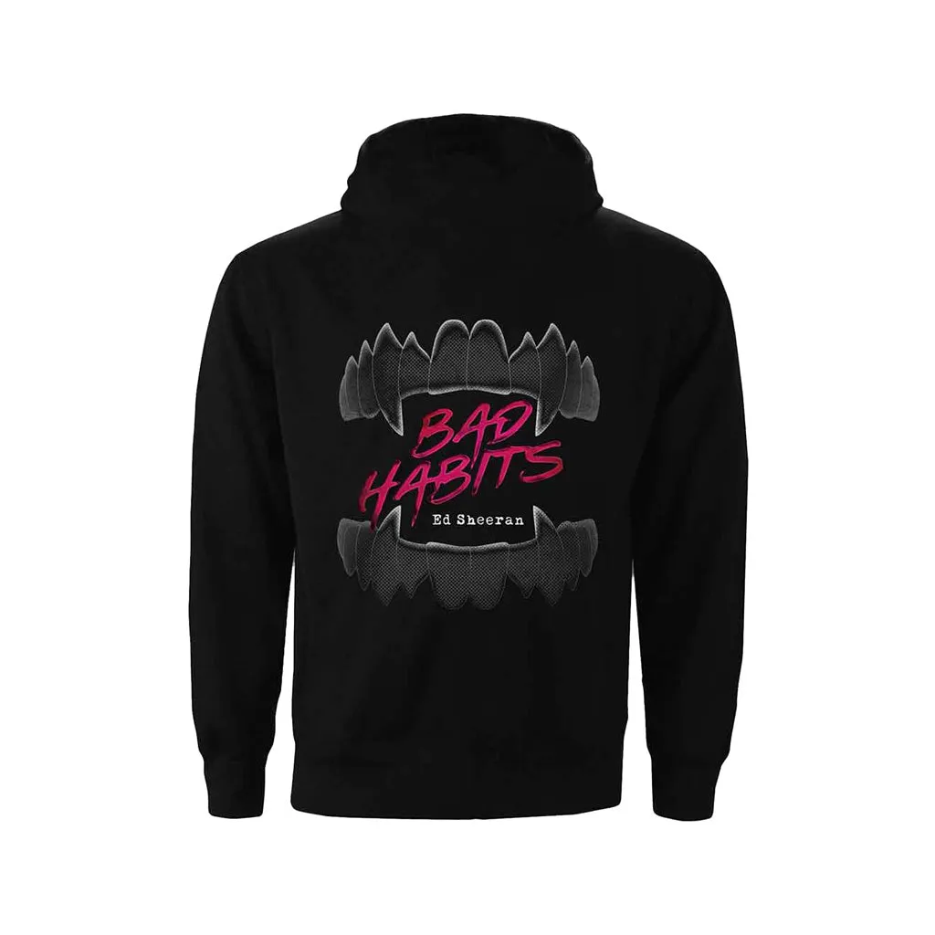 Rockoff Ed Sheeran Unisex Pullover Hoodie: Bad Habits, Back Print, Black