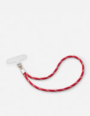 Rope Phone Strap, Sterling Silver/Red