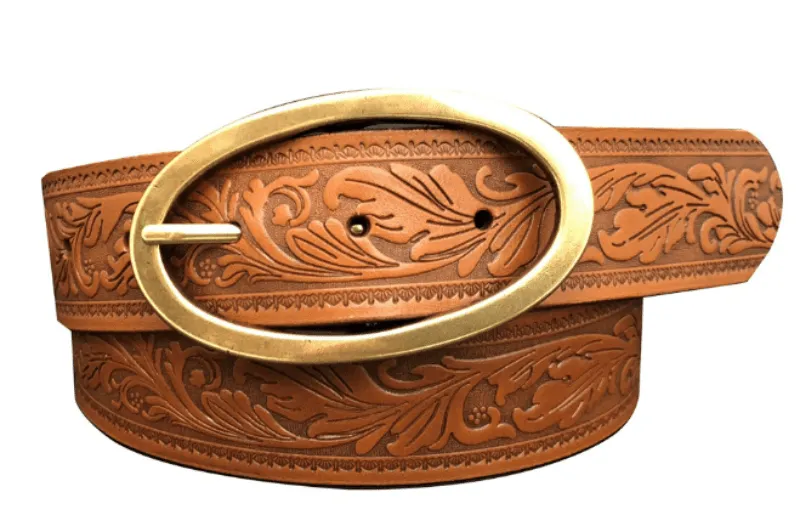 Roper Belt Womens Bridle Leather Embossed