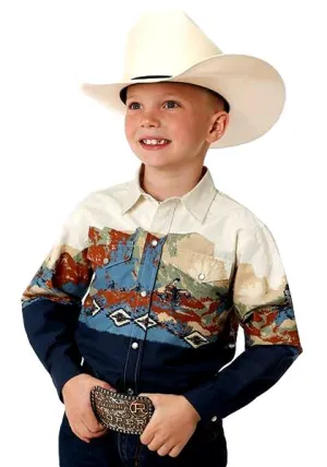 Roper Boy's Border Print Western Shirt