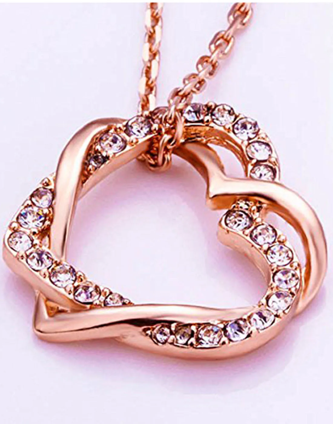 Rose Gold Austrian Crystal Studded Heart Shape Pendant