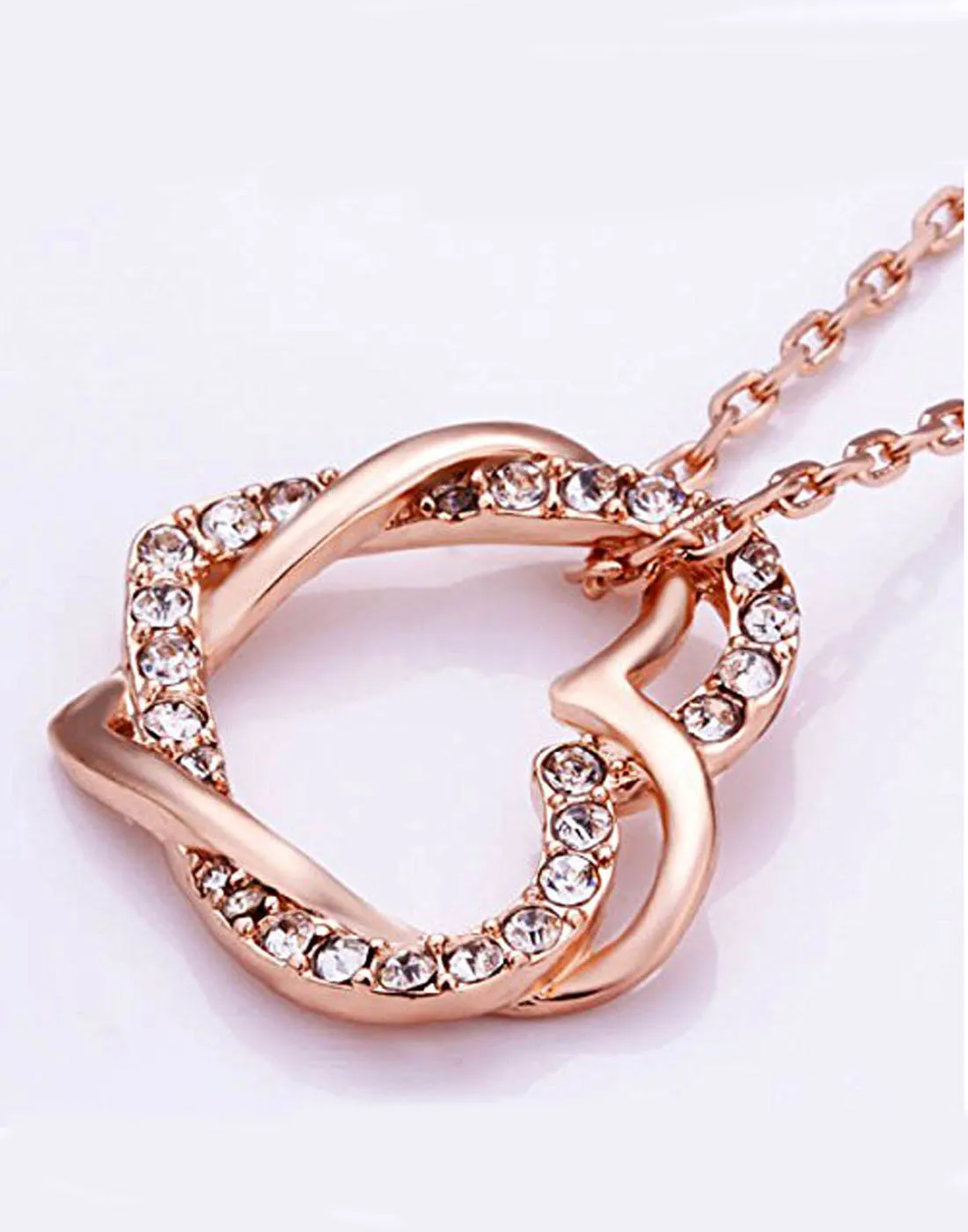 Rose Gold Austrian Crystal Studded Heart Shape Pendant
