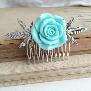 Rose Weed Comb - Mint & Silver