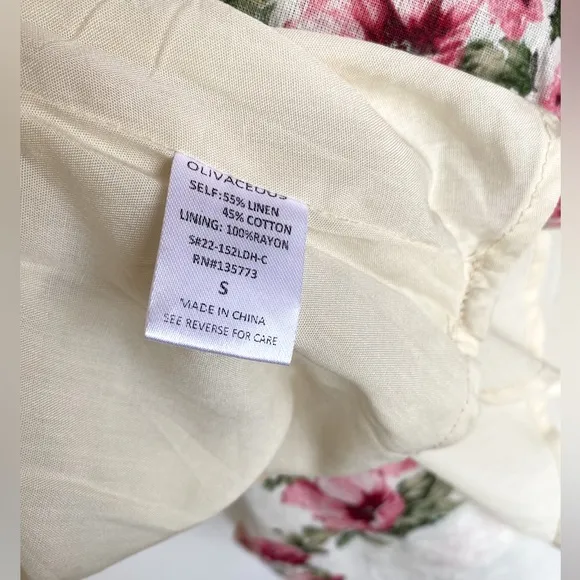 Roses Linen and cotton tiered dress cream small NWT
