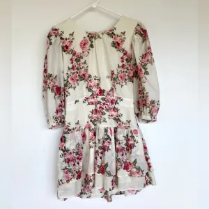 Roses Linen and cotton tiered dress cream small NWT