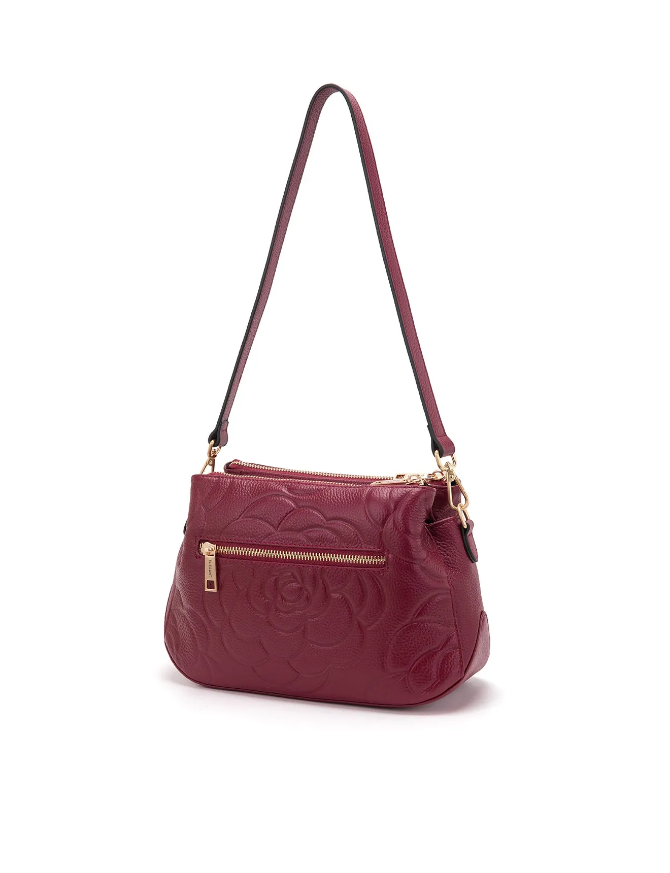 ROSIE 3 COMPARTMENT LEATHER XBODY BAG- E1-8285A-BUR- NEW IN