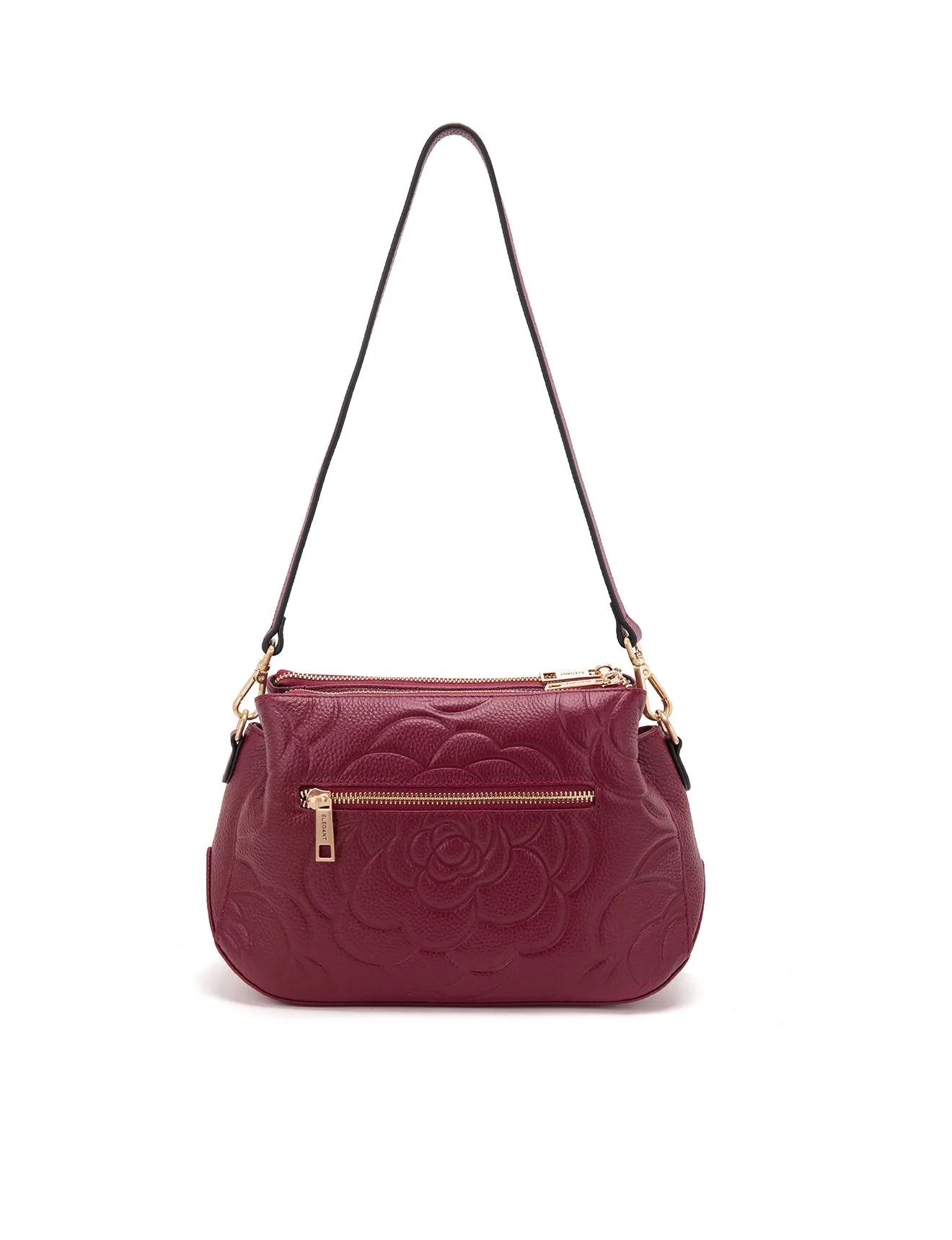 ROSIE 3 COMPARTMENT LEATHER XBODY BAG- E1-8285A-BUR- NEW IN