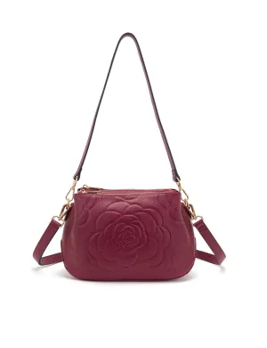 ROSIE 3 COMPARTMENT LEATHER XBODY BAG- E1-8285A-BUR- NEW IN