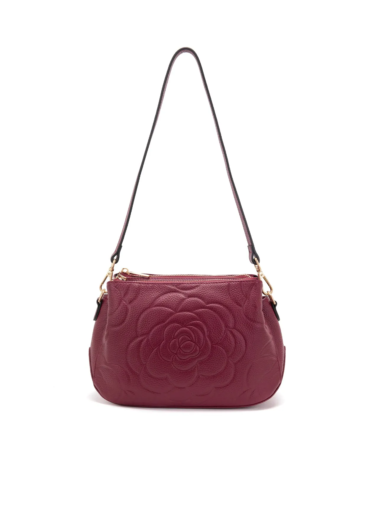 ROSIE 3 COMPARTMENT LEATHER XBODY BAG- E1-8285A-BUR- NEW IN