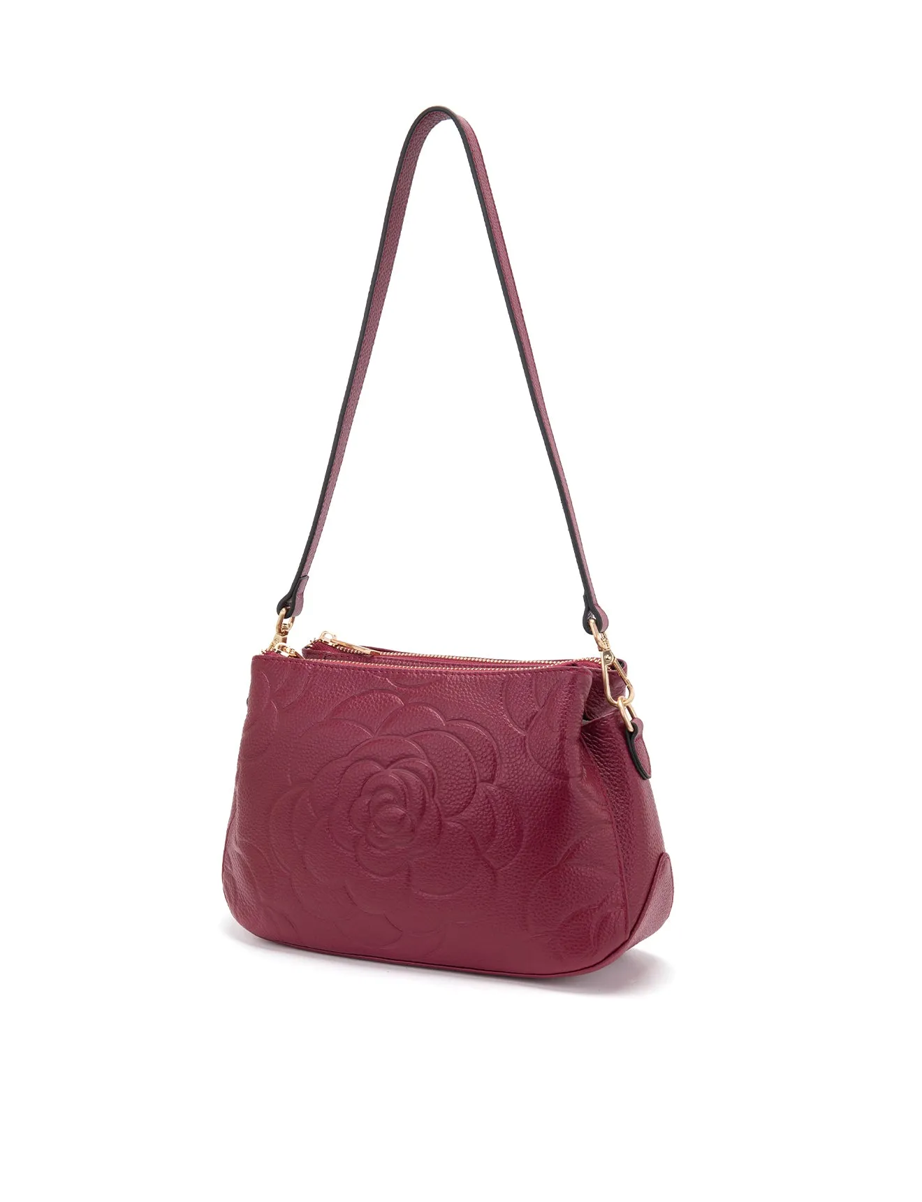 ROSIE 3 COMPARTMENT LEATHER XBODY BAG- E1-8285A-BUR- NEW IN