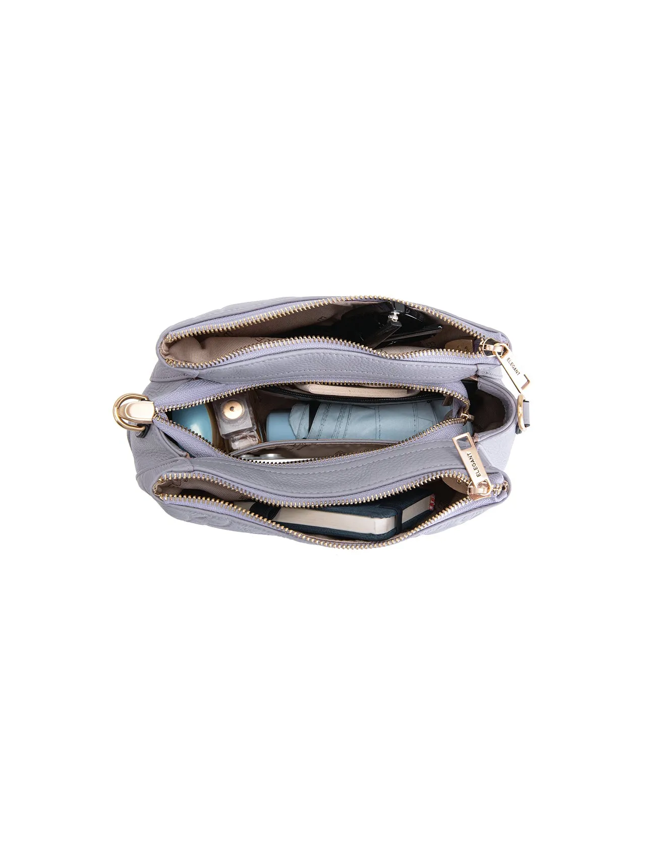 ROSIE 3 COMPARTMENT LEATHER XBODY BAG- E1-8285A-CORNFLOWER-SALE