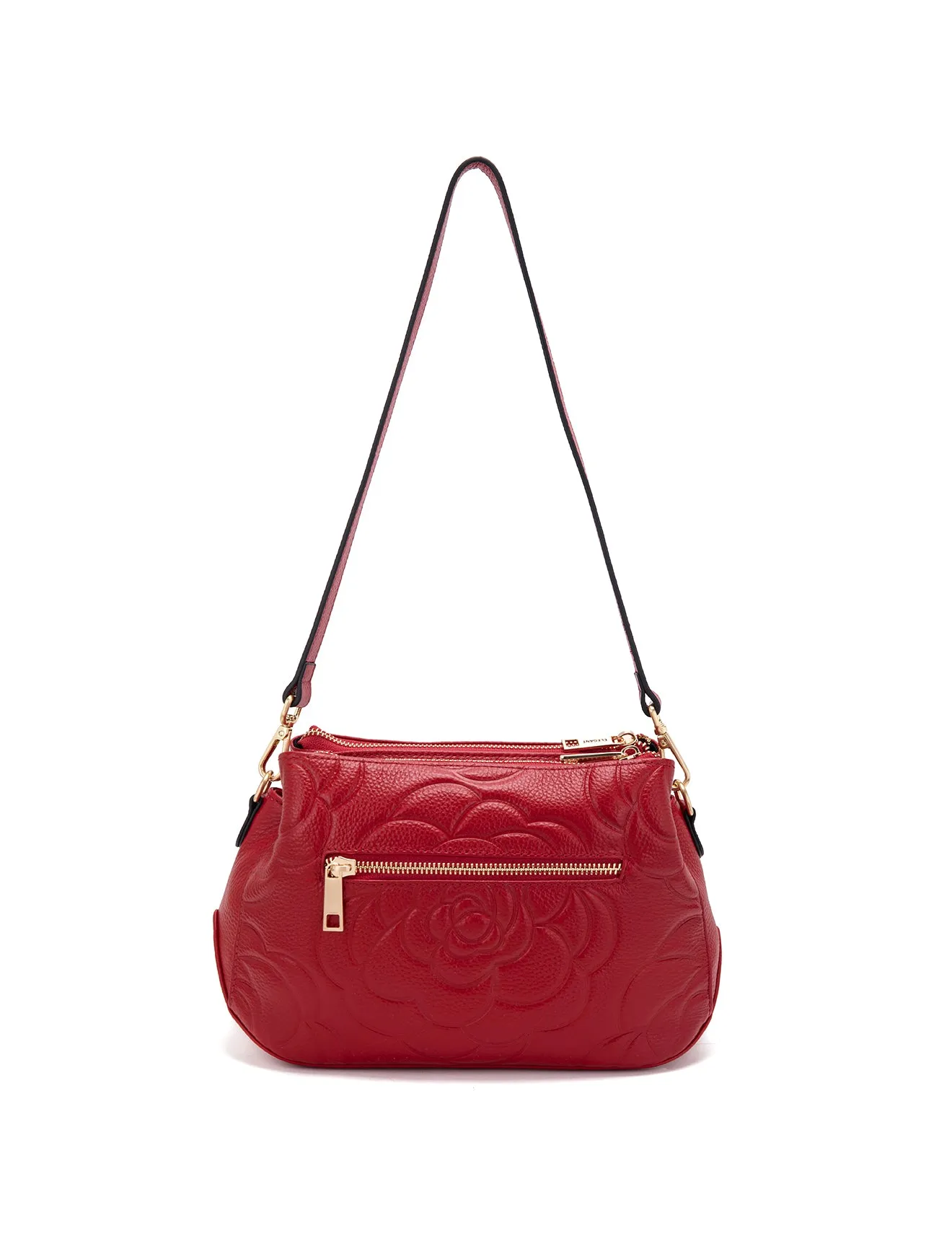 ROSIE 3 COMPARTMENT LEATHER XBODY BAG- E1-8285A-FIRE-NEW IN