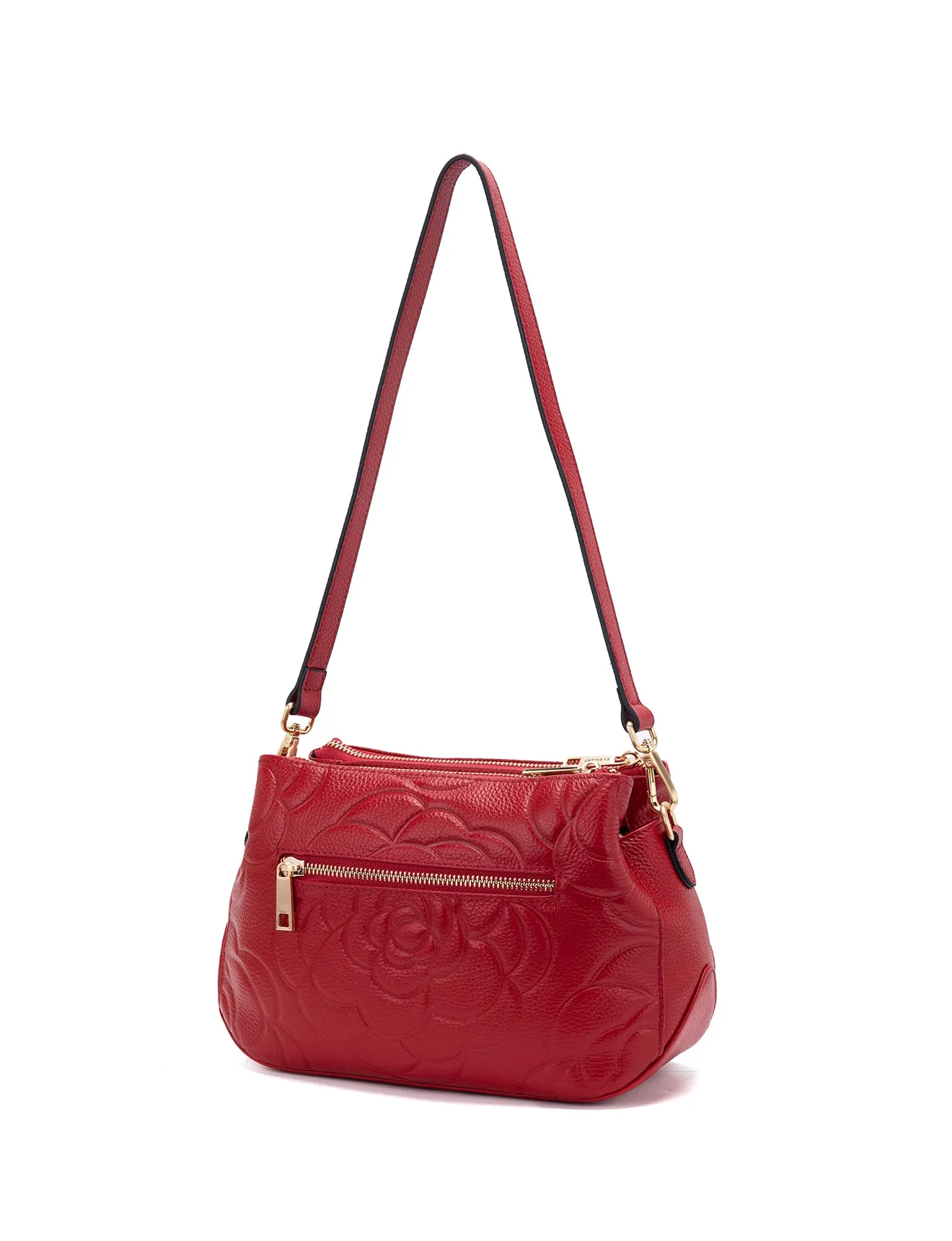 ROSIE 3 COMPARTMENT LEATHER XBODY BAG- E1-8285A-FIRE-NEW IN