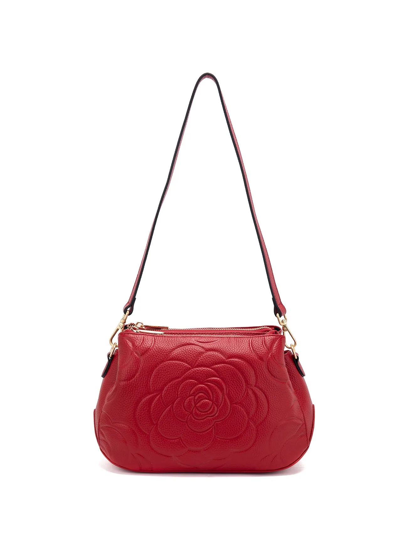 ROSIE 3 COMPARTMENT LEATHER XBODY BAG- E1-8285A-FIRE-NEW IN