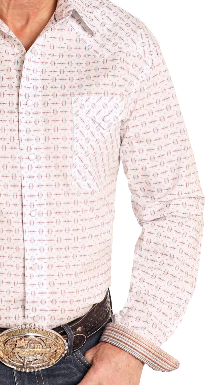 Rough Stock Vintage Print Long Sleeve Snap Shirt