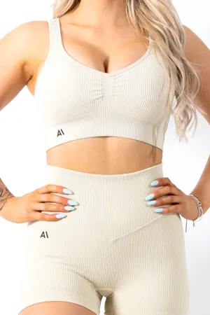 Ruby Rib Thick Strap Sports Bra Cream
