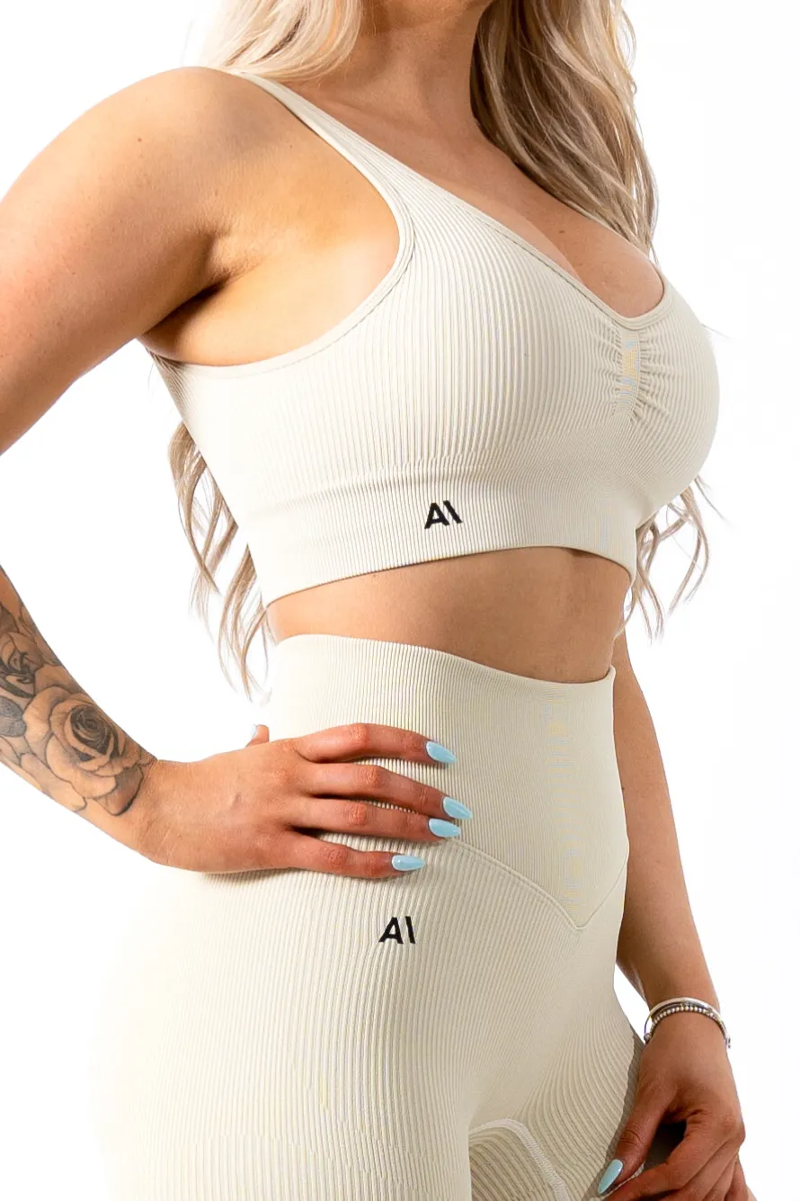 Ruby Rib Thick Strap Sports Bra Cream