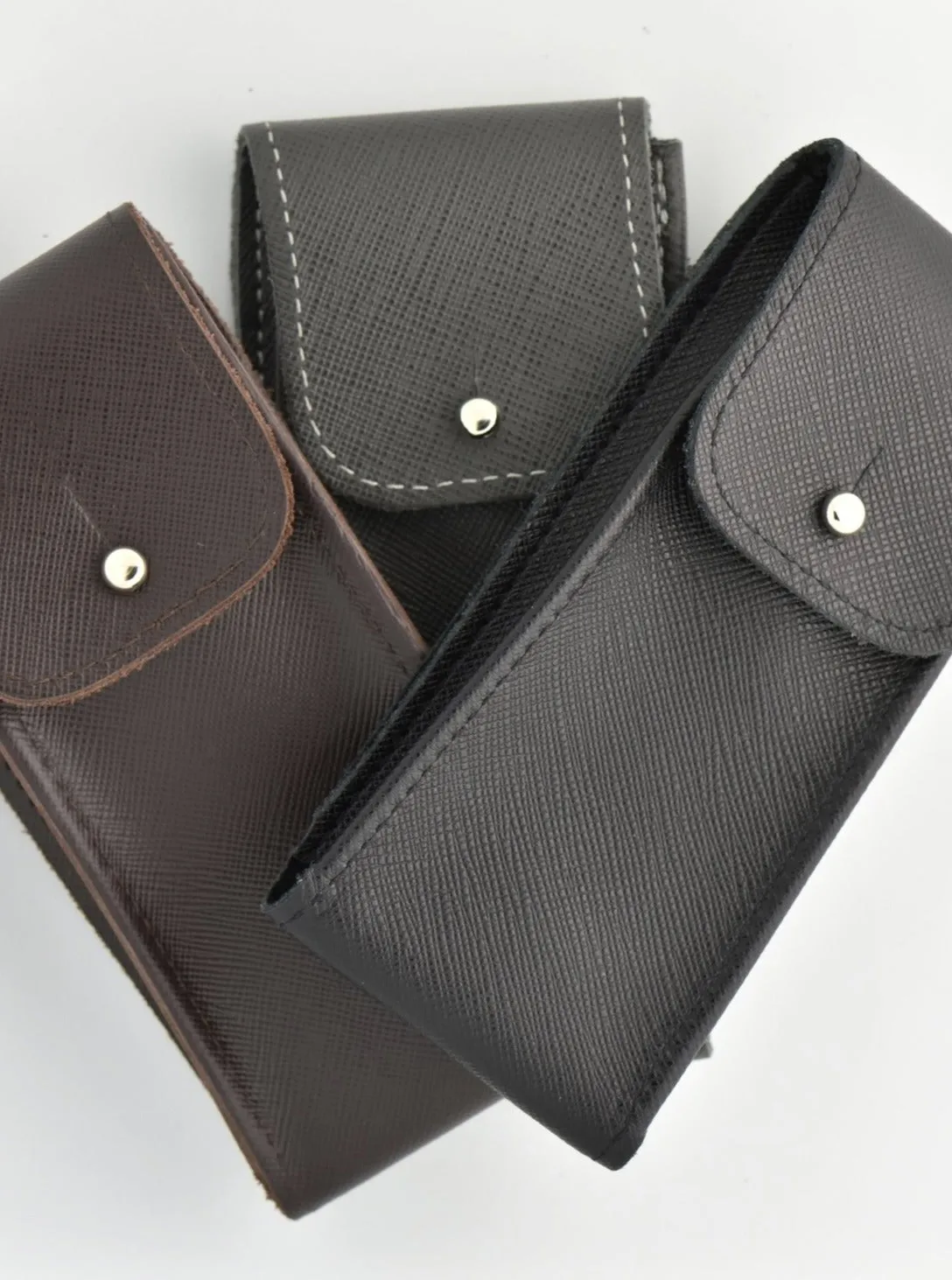 Saffiano Leather Watch Pouch in Dove Grey