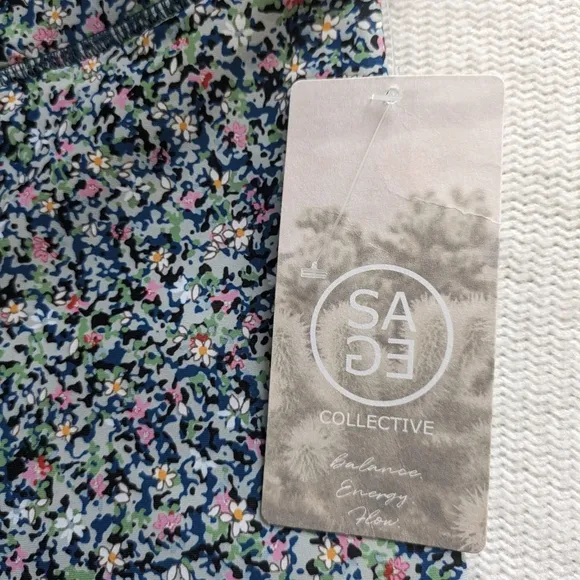 Sage Collective Set Blue Longline Sports Bra and Biker Shorts Size Medium NWT