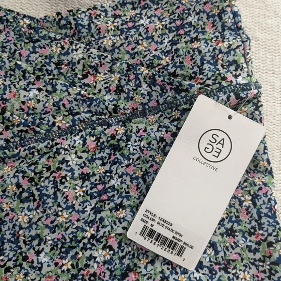 Sage Collective Set Blue Longline Sports Bra and Biker Shorts Size Medium NWT