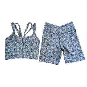 Sage Collective Set Blue Longline Sports Bra and Biker Shorts Size Medium NWT