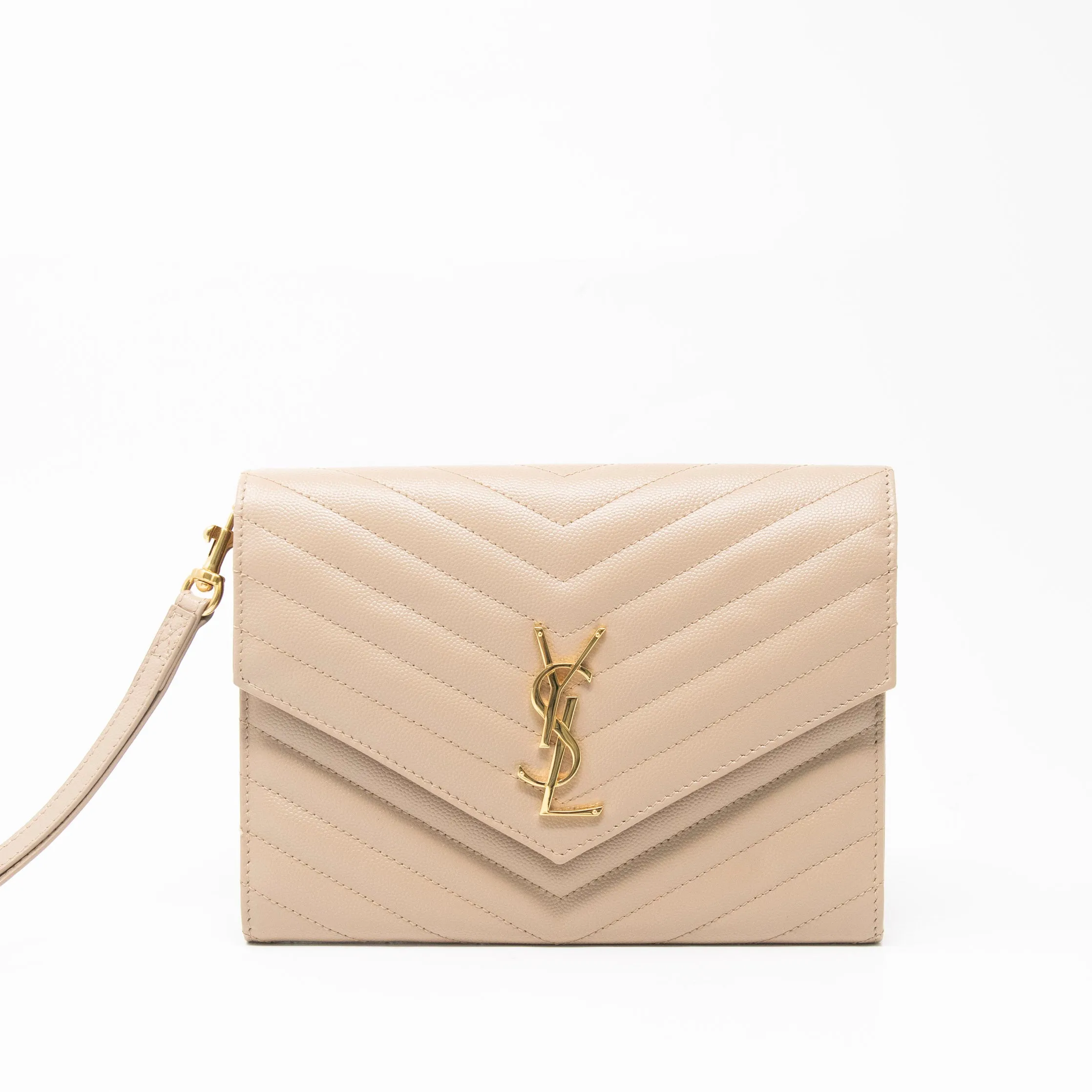 Saint Laurent Beige Cassandre Flap Pouch