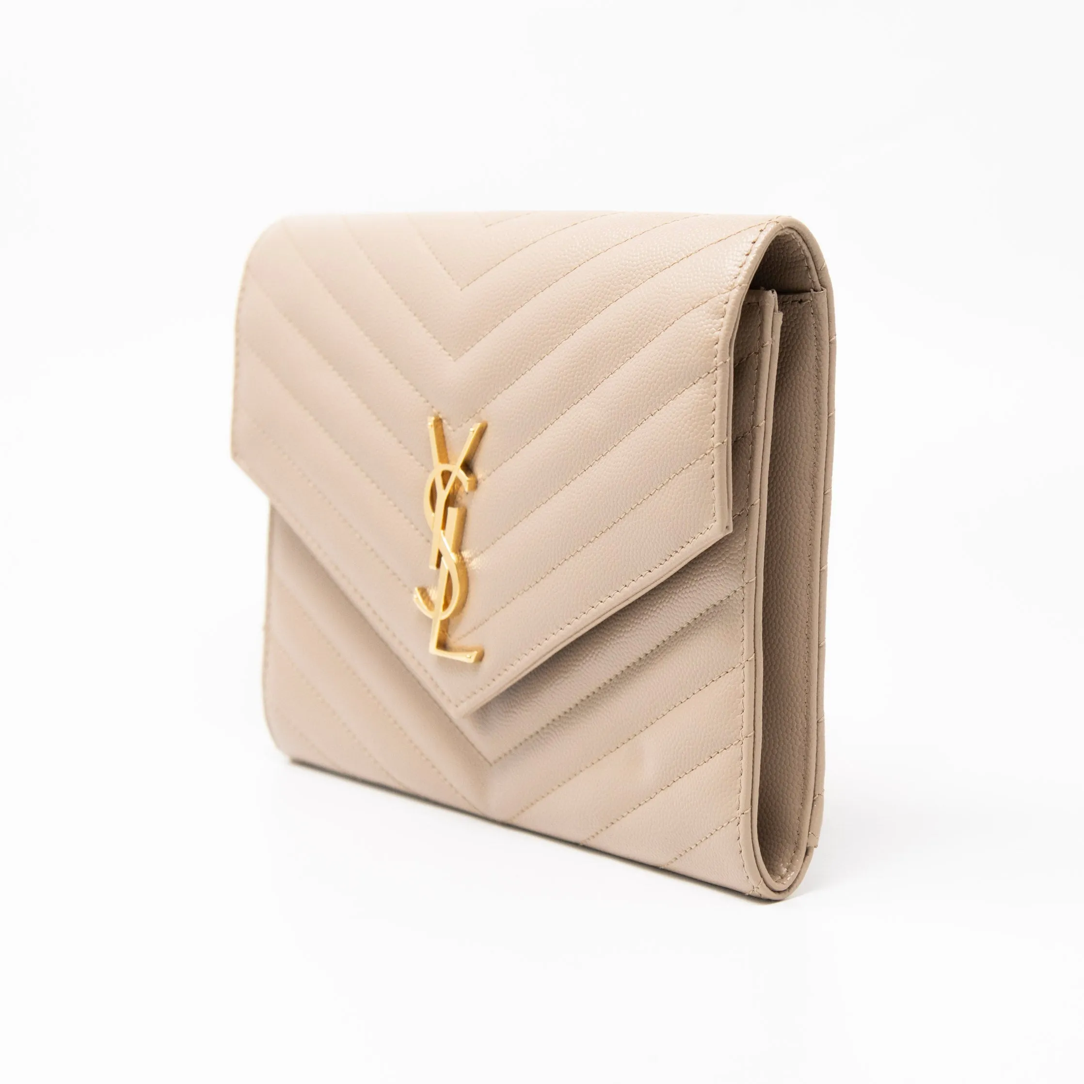 Saint Laurent Beige Cassandre Flap Pouch