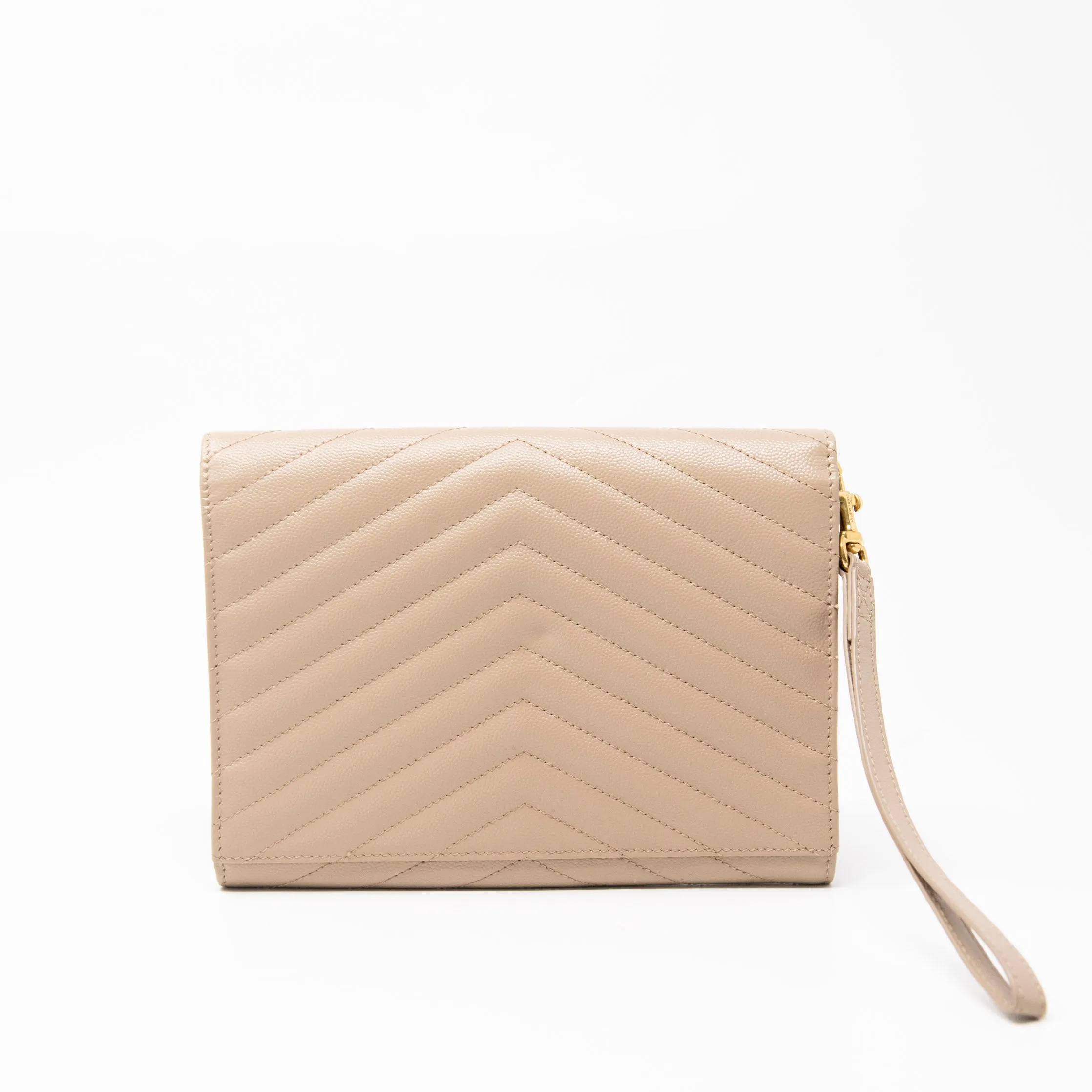 Saint Laurent Beige Cassandre Flap Pouch