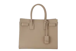 SAINT LAURENT (YSL) SAC DE JOUR BEIGE (FLY 421863.1017) CALF LEATHER SILVER HARDWARE WITH STRAPS AND DUST COVER