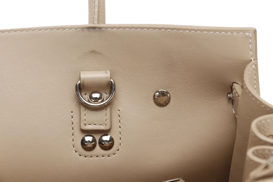 SAINT LAURENT (YSL) SAC DE JOUR BEIGE (FLY 421863.1017) CALF LEATHER SILVER HARDWARE WITH STRAPS AND DUST COVER