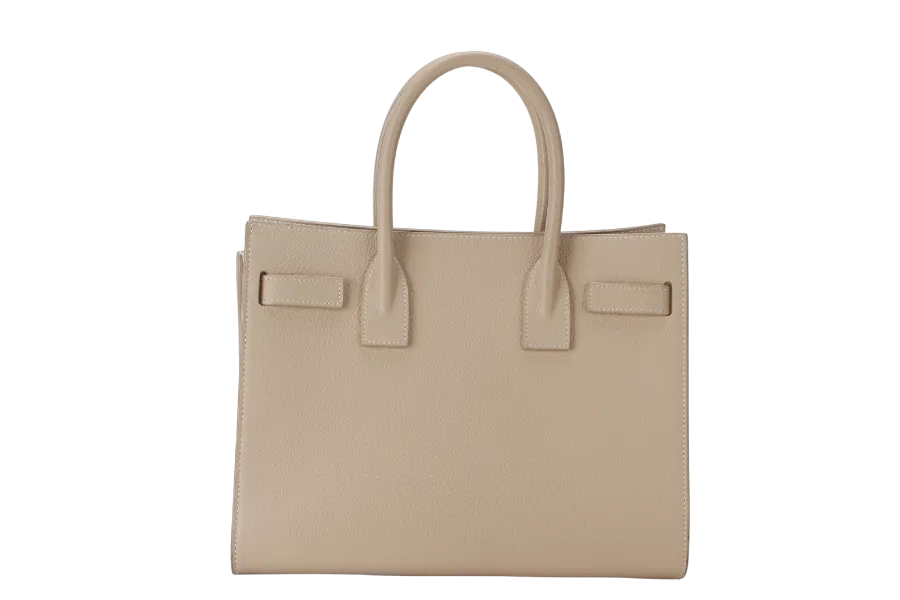 SAINT LAURENT (YSL) SAC DE JOUR BEIGE (FLY 421863.1017) CALF LEATHER SILVER HARDWARE WITH STRAPS AND DUST COVER