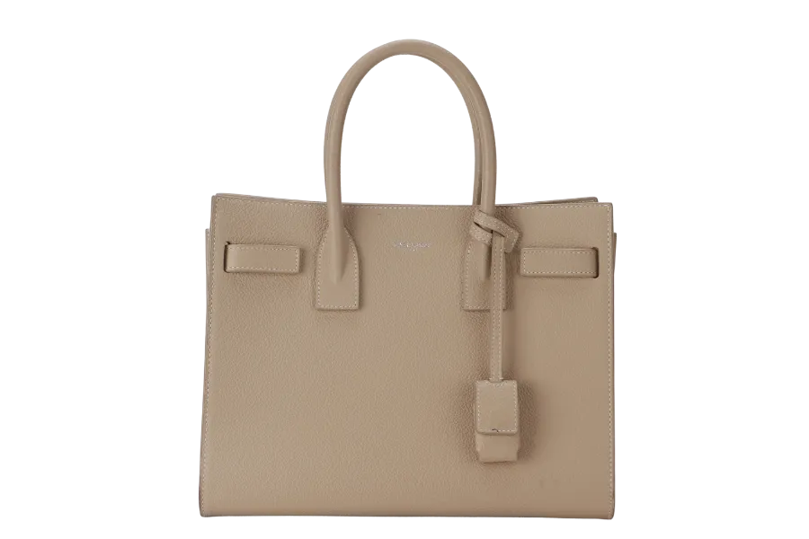 SAINT LAURENT (YSL) SAC DE JOUR BEIGE (FLY 421863.1017) CALF LEATHER SILVER HARDWARE WITH STRAPS AND DUST COVER