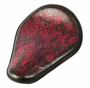 Seat Chopper Harley Sportster Hond 10x13 Antique Red Tooled Leather