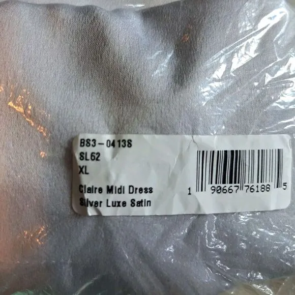 Show Me Your Mumu Weddings Claire Midi Dress in Silver Luxe Satin J333 XL NWT