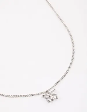 Silver Diamante Butterfly Necklace & Polishing Set