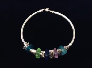 Silver Fish Sea Glass Bracelet Magnetic Clasp Beach Glass Nautical Gift