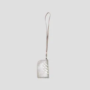 SILVER LEATHER BONE NECK POUCH