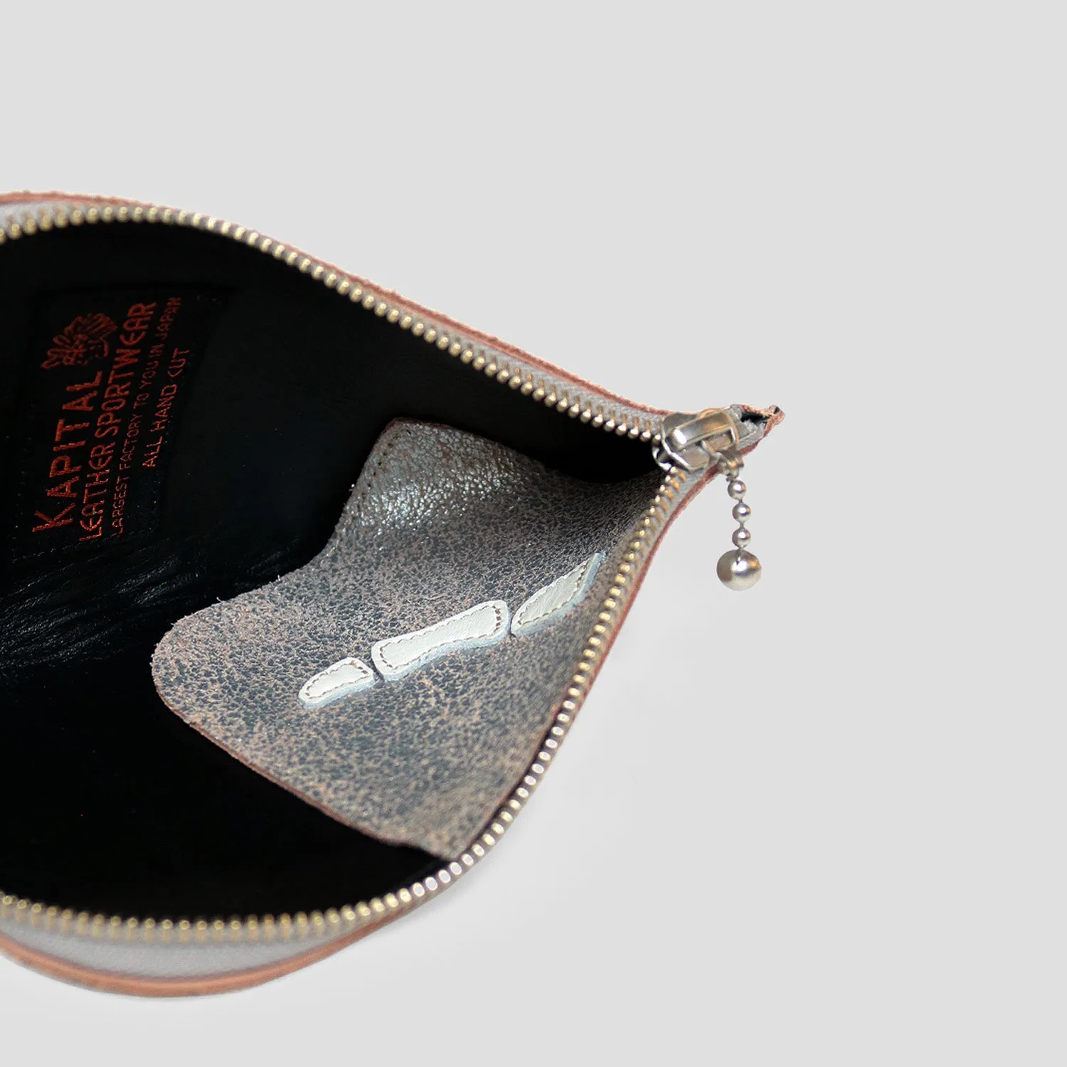 SILVER LEATHER BONE NECK POUCH