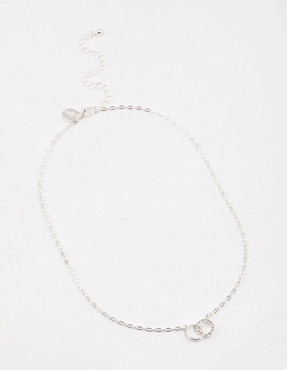 Silver Linked Circle Diamante Necklace & Polishing Set