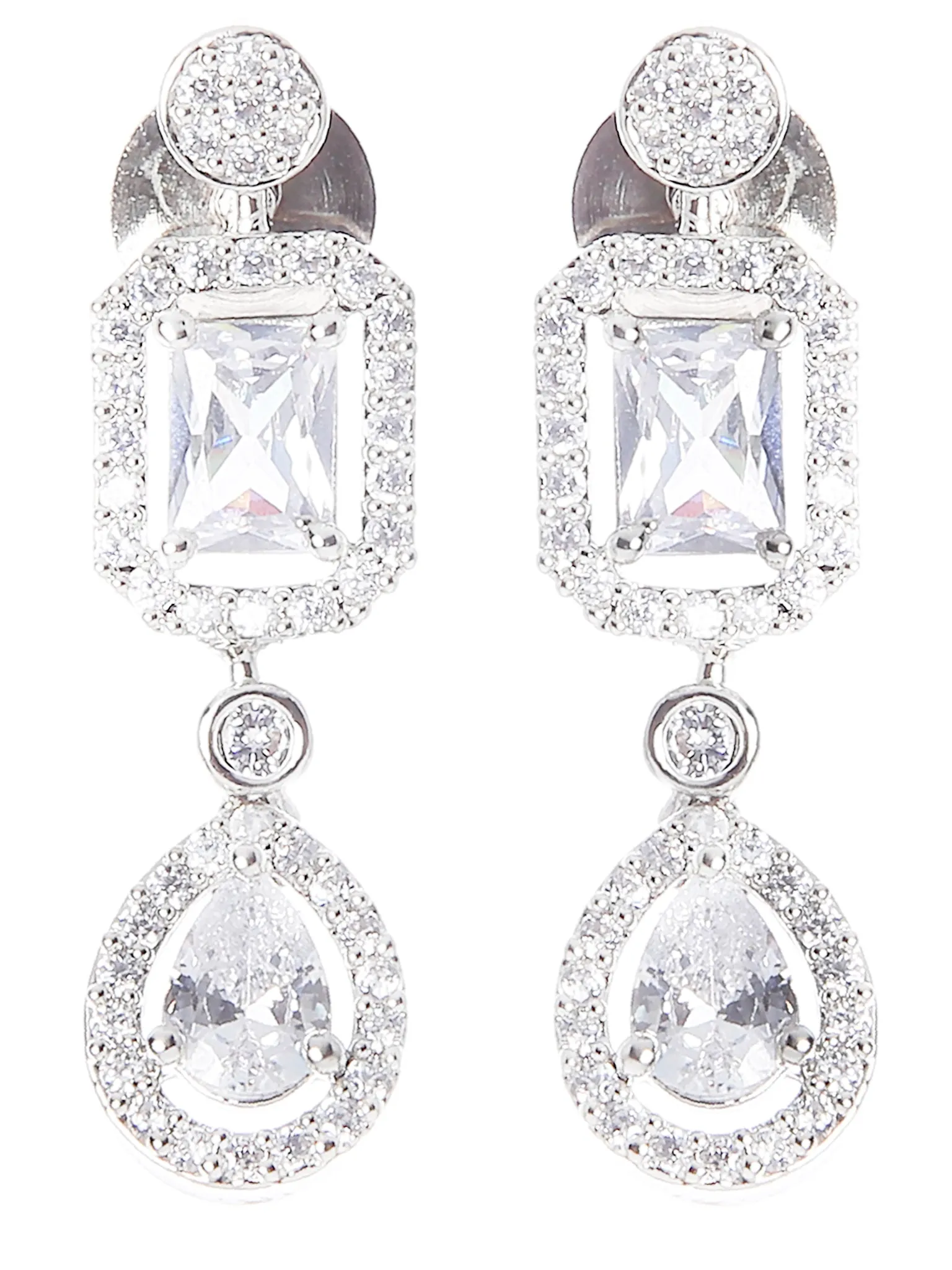 Silver Toned American Diamond and CZ Studded Jewellery Set