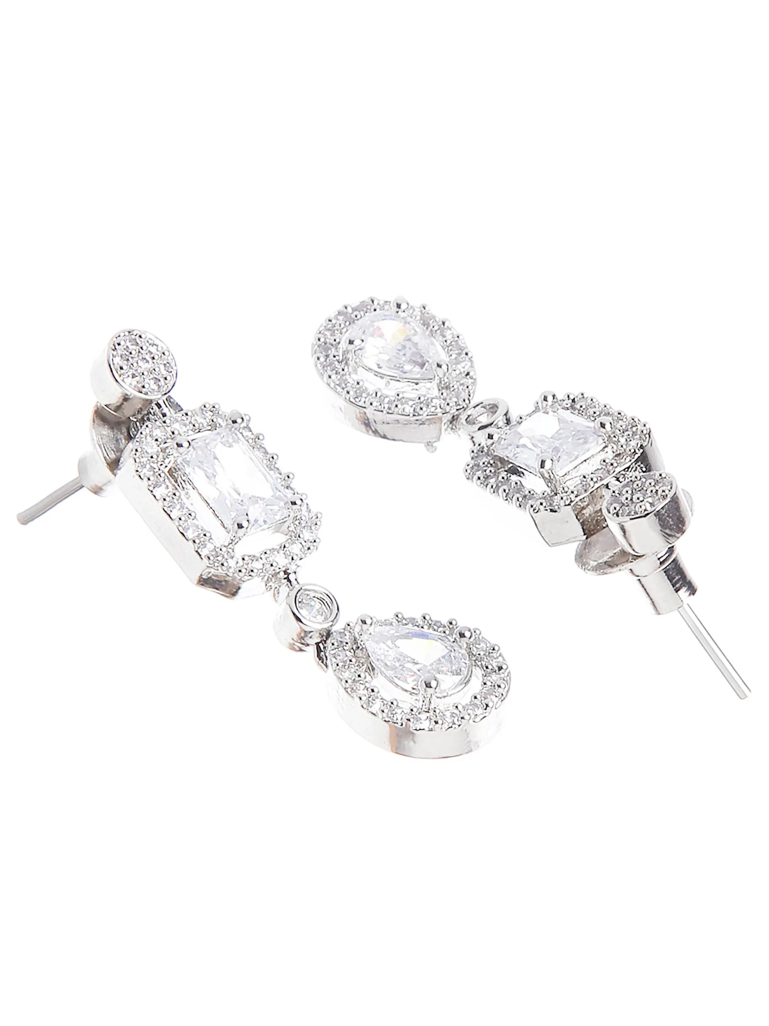 Silver Toned American Diamond and CZ Studded Jewellery Set