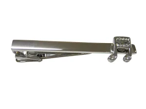 Silver Toned Crystalled Musical Note Square Tie Clip